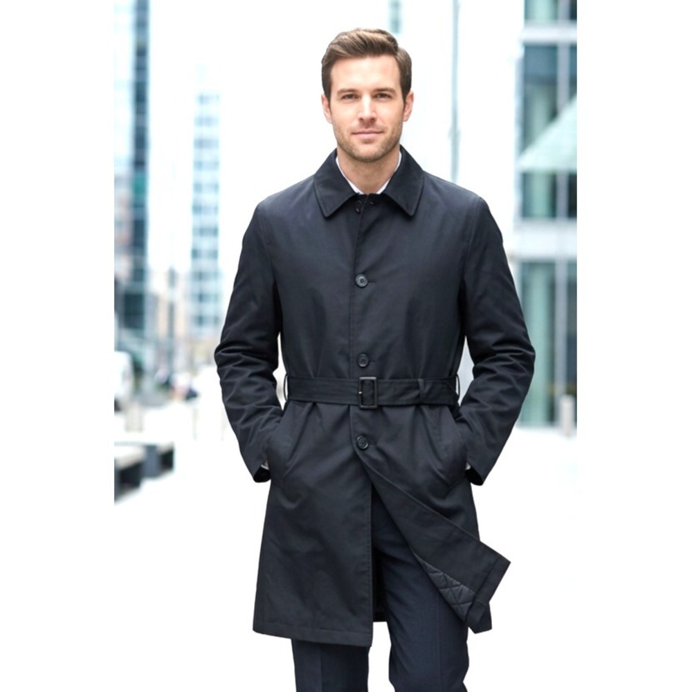 Black Stafford Trench Coat‎ zip out quilted lining belted mens 38R classic